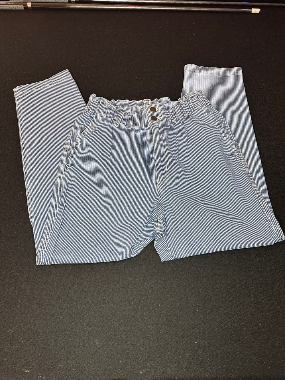 Universal Thread Blue & White Striped Paperbag Waist Pants